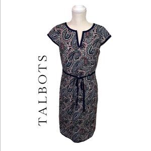 Talbots Black Label Multi-Color Paisley Print Sheath Dress